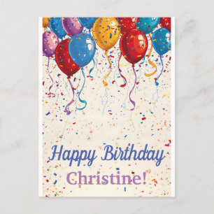 Cartão Postal Balões de Aniversário com Design Personalizável 