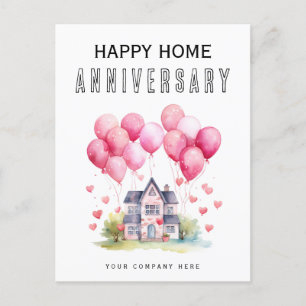 Cartão Postal Balões de Aniversário de Casa Feliz Corações Imobi