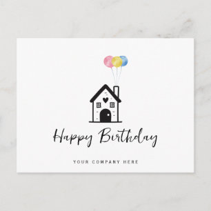 Cartão Postal Balões de Aniversário para Casa de Imóveis
