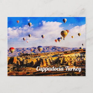 Cartão Postal Balões de ar coloridos voadores. Cappadocia, Turqu