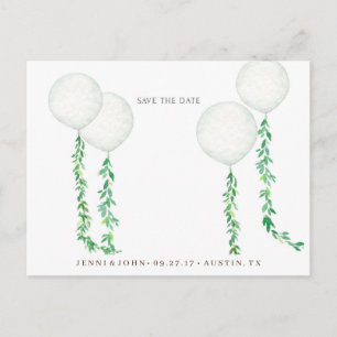 Cartão Postal Balões de ar de aquarela decorados com branc verde