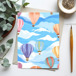 Cartão Postal Balões de Ar Quente Pintura aquarela