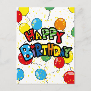 Cartão Postal Balões de festa feliz aniversário