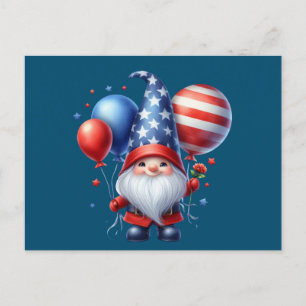 Cartão Postal Balões de Gnome de 4 de Julho Dia da Independência