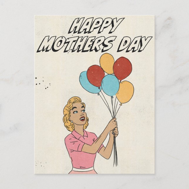 Cartão Postal Balões do Dia das Mães Felizes  (Frente)