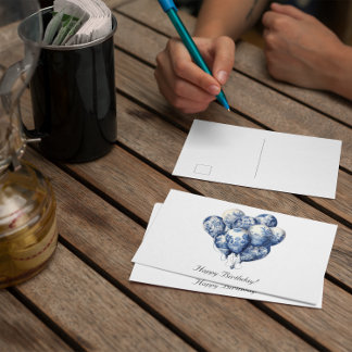 Cartão Postal Balões em Delft Blue personalizáveis