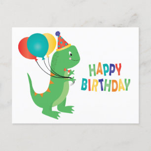 Cartão Postal Baloões de Aniversário Dinossauro