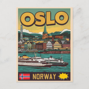 Cartão Postal Balsas de Oslo Noruega lembrancinhas e presentes d