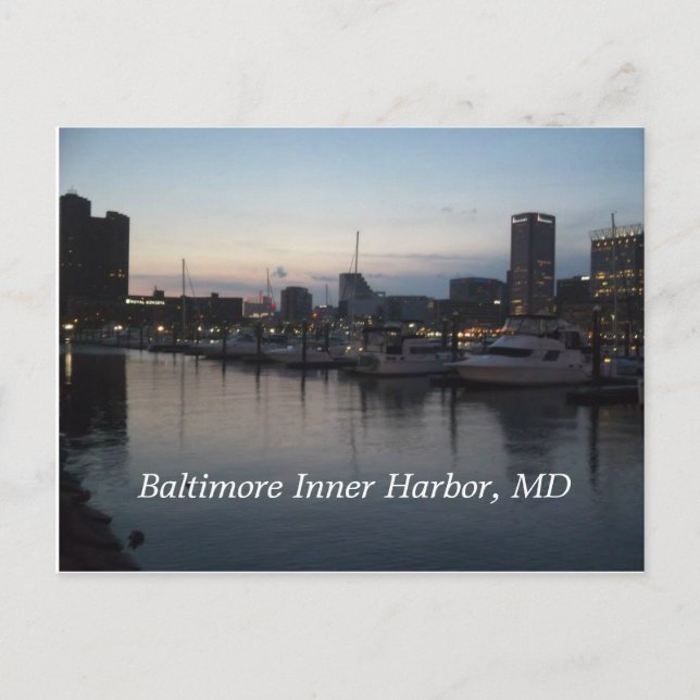 Cartão Postal Baltimore Inner Harbor à noite (Frente)