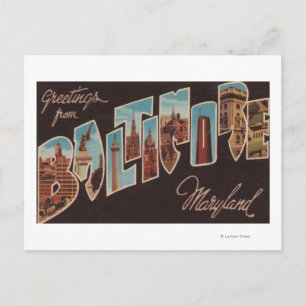Cartão Postal Baltimore, Maryland - Cenas com Letra Grande 3