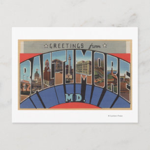 Cartão Postal Baltimore, Maryland - Cenas com Letras Grandes