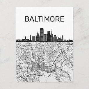 Cartão Postal Baltimore Maryland City Skyline com Cartão-Postal