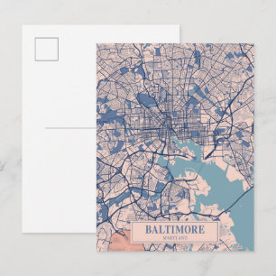 Cartão Postal Baltimore Maryland EUA Mapa da Cidade Ventilada Vi
