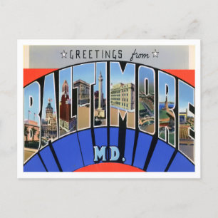 Cartão Postal Baltimore, Maryland Vintage Big Letters