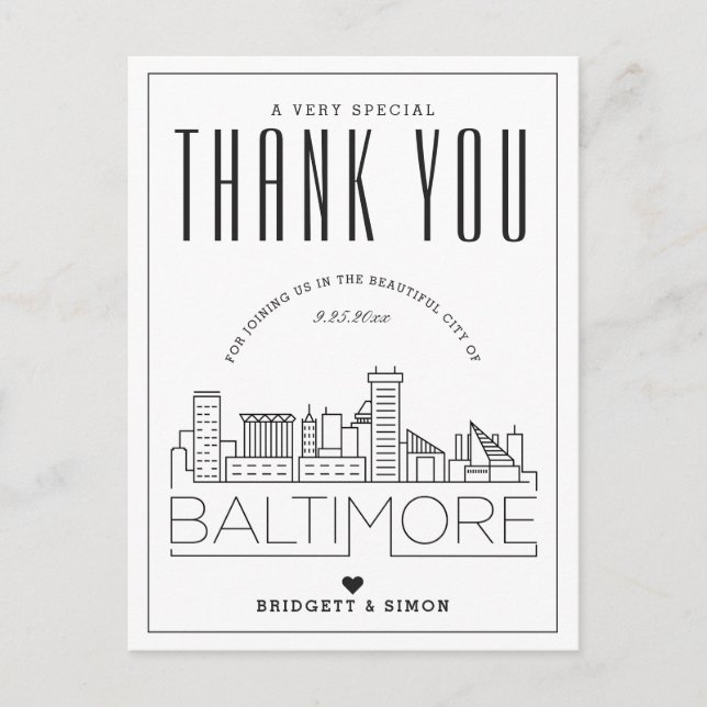 Cartão Postal Baltimore Wedding | Obrigados para o próximo! Cart (Frente)