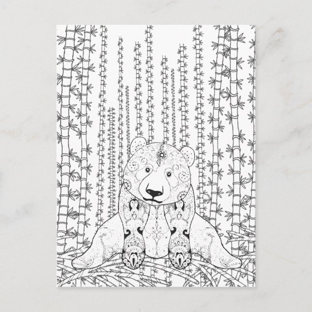 Cartão Postal Bamboo Panda Doodle (Frente)