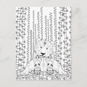 Cartão Postal Bamboo Panda Doodle
