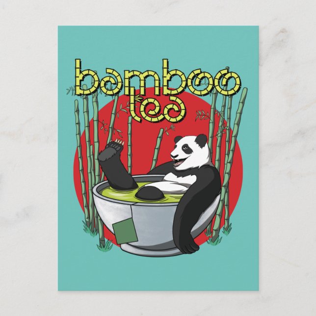 Cartão Postal Bamboo Tea Drinker Panda (Frente)