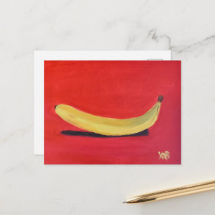 Cartão Postal Banana com fundo vermelho