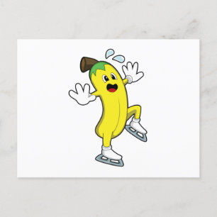 Cartão Postal Banana no patins de gelo com patins de gelo.PNG