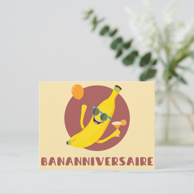 Cartão Postal Bananniversaire carte de voeux anniversaire humour (Em pé/Frente)