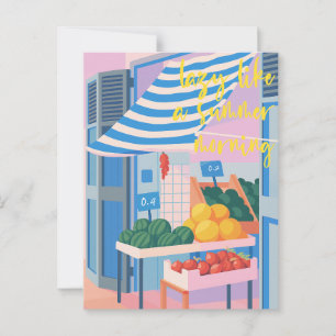 Cartão Postal Banca de Frutas de Férias de Verão Europeu