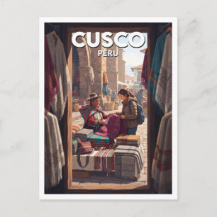Cartão Postal Bancas de Tecidos Tradicionais, Cusco Peru