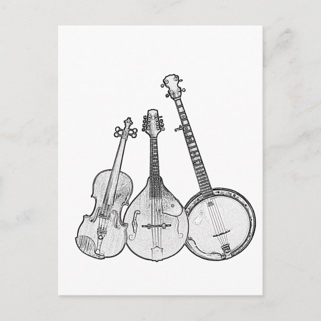 Cartão Postal Banda Bluegrass B&W (Frente)