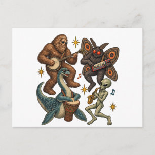 Cartão Postal Banda de Criptozoários Bigfoot Loch Ness Monster M