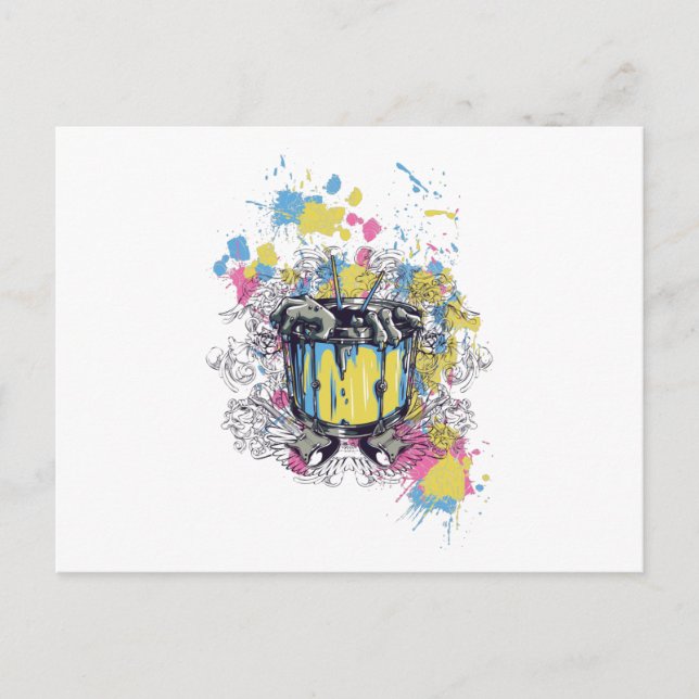 Cartão Postal banda, tambor, baixo, músico, jazz, baterista engr (Frente)