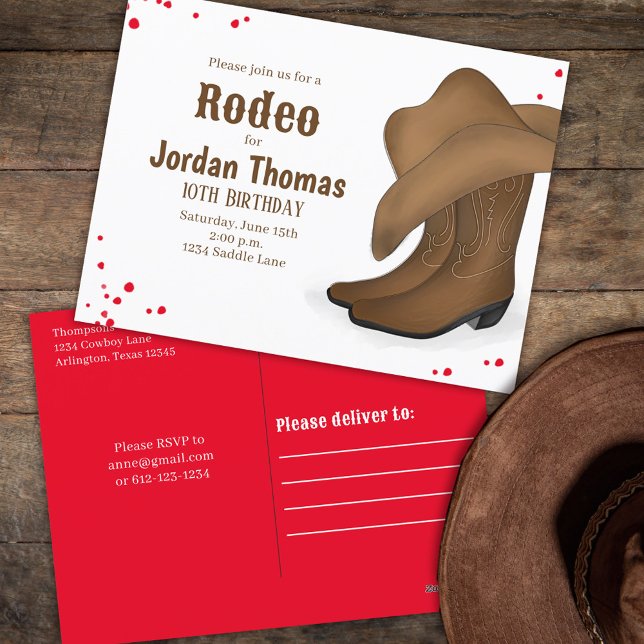 Cartão Postal Bandana Vermelha Simples, Rodeio Cowboy Borrão Bas (Criador carregado)