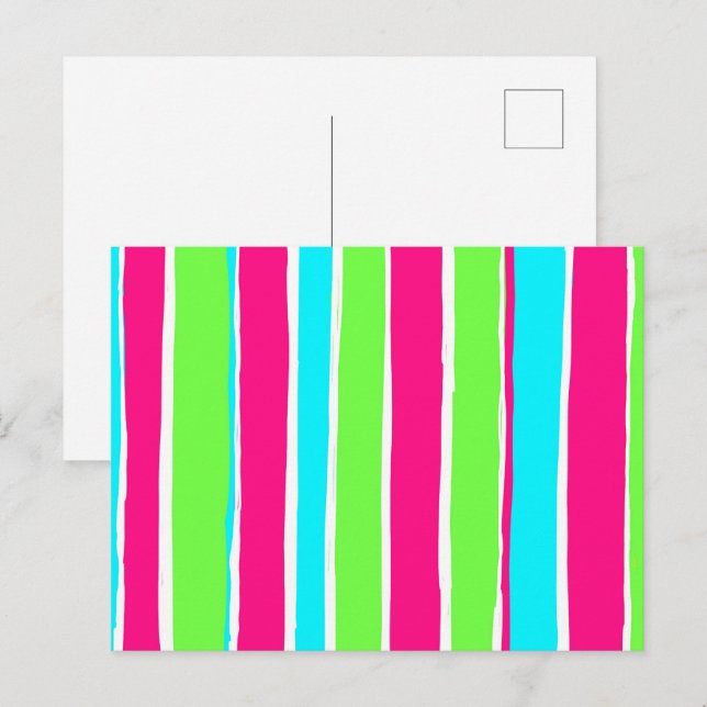 Cartão Postal Bandas Azuis Cor-de-Rosa Verde (Frente/Verso)