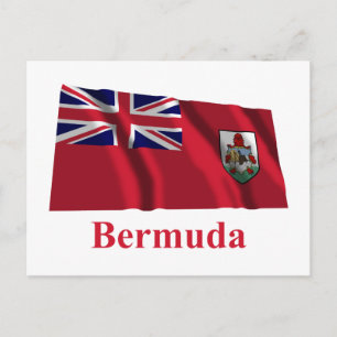 Cartão Postal Bandeira Agitando de Bermudas com Nome