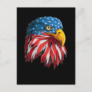 Cartão Postal Bandeira Americana 4 De Julho Águia Pássaro Patrió
