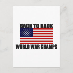 Cartão Postal Bandeira Americana Campeões Mundiais Frente e Vers