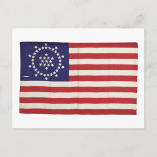 Cartão Postal Bandeira Americana com 48 Estrelas de Whipple