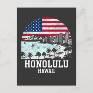 Cartão Postal Bandeira Americana da Cidade de Honolulu Havaí