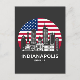 Cartão Postal Bandeira americana da cidade de Indianapolis India