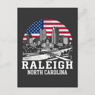 Cartão Postal Bandeira americana da cidade de Raleigh Carolina d
