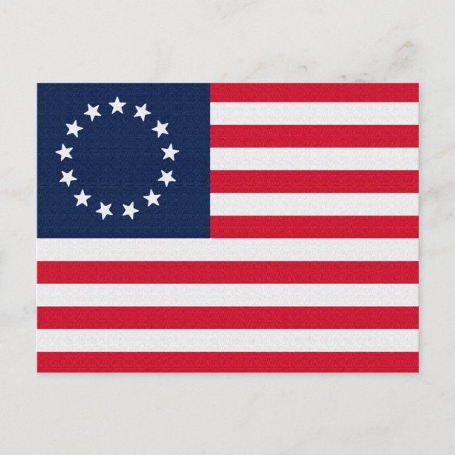 Cartão Postal Bandeira americana das estrelas de Betsy Ross 13 (Frente)