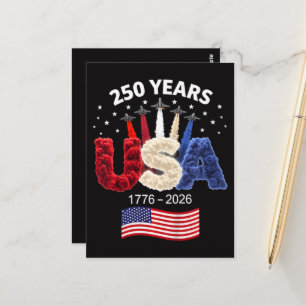 Cartão Postal Bandeira Americana de Aniversário de 250 anos dos