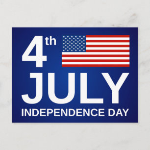 Cartão Postal Bandeira Americana Dia 4 de Julho Dia da Independê
