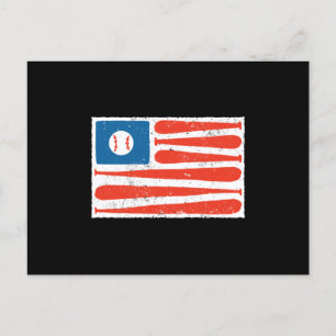 Cartão Postal Bandeira Americana do Baseball