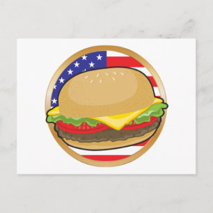 Cartão Postal Bandeira Americana do Hamburger