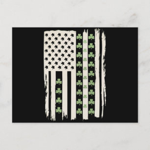 Cartão Postal Bandeira Americana dos EUA Com Trevos para St Patr