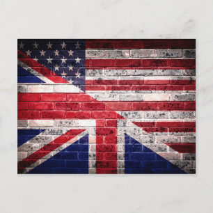 Cartão Postal Bandeira americana e britânica.