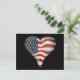 Cartão Postal Bandeira Americana Em Um Coração (Em pé/Frente)