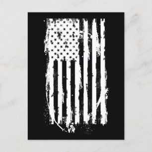 Cartão Postal Bandeira Americana Envelhecida Branca