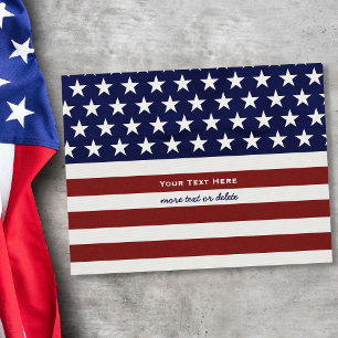 Cartão Postal Bandeira Americana EUA Patriótica 4 de Julho Verso
