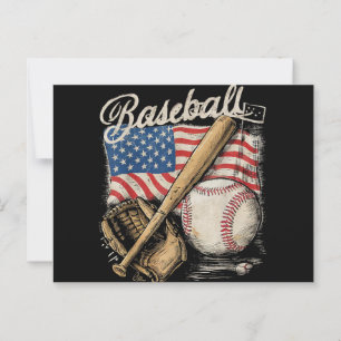 Cartão Postal Bandeira Americana Jogador de Beisebol Taco Torced